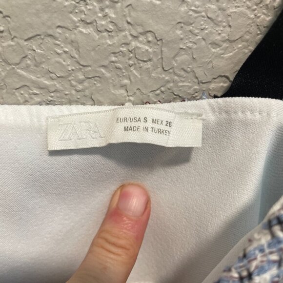 Zara Contrast Textured Peplum Tweed Top in Blue Small - Picture 6 of 9